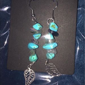 Hand made earrings with leaf made by me